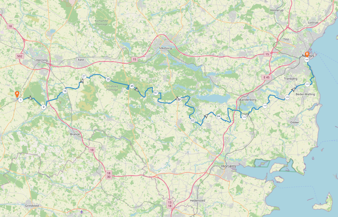 C2C Landevej. Kibæk - Aarhus